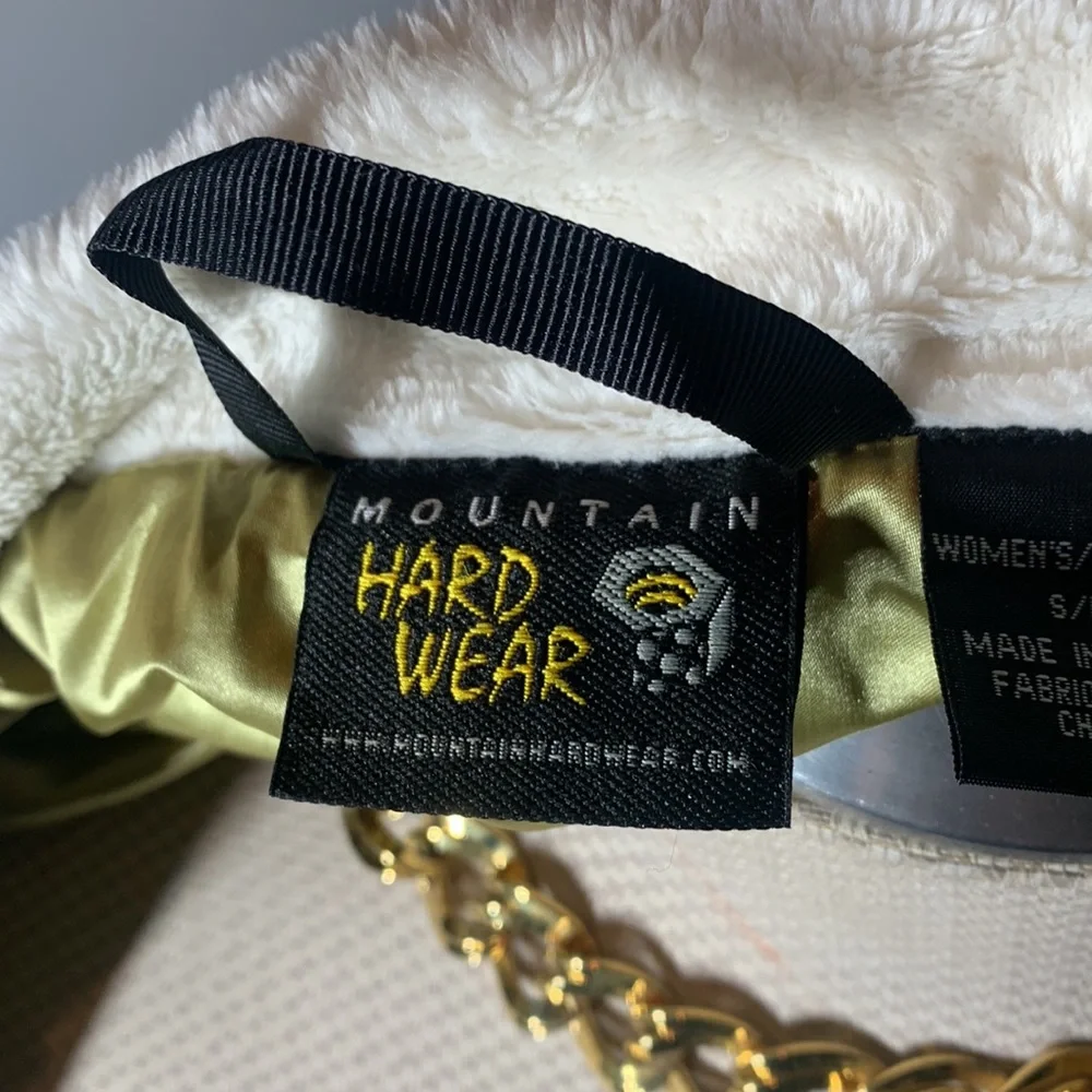 Mountain Hardwear Blue Gray Yellow Pattern Winter Fur Lining Collared Jacket - Picture 9 of 11